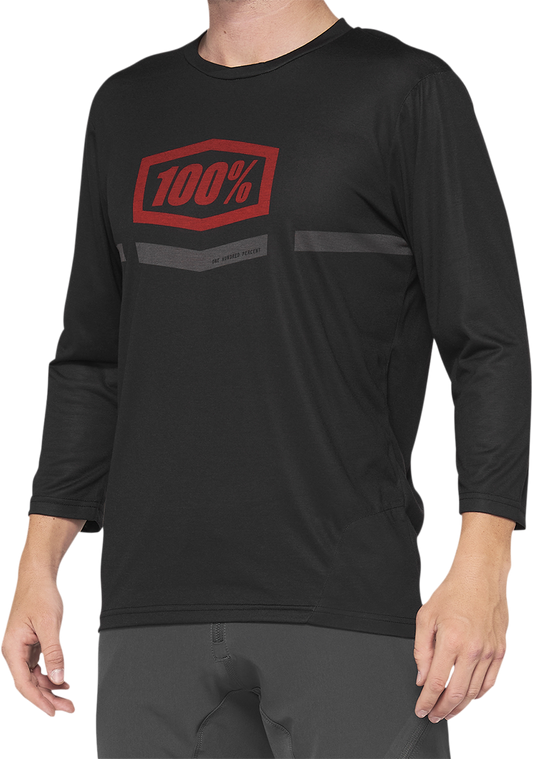 100% Airmatic 3/4 Sleeve Jersey - Black/Red - XL 40018-00008