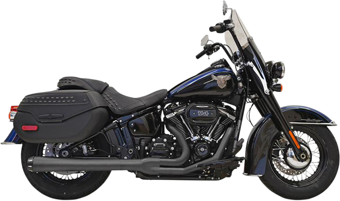 BASSANI XHAUST 2:1 Exhaust - Black Softail Heritage/Deluxe/l Sport Glide 2018-2023 1S91RB