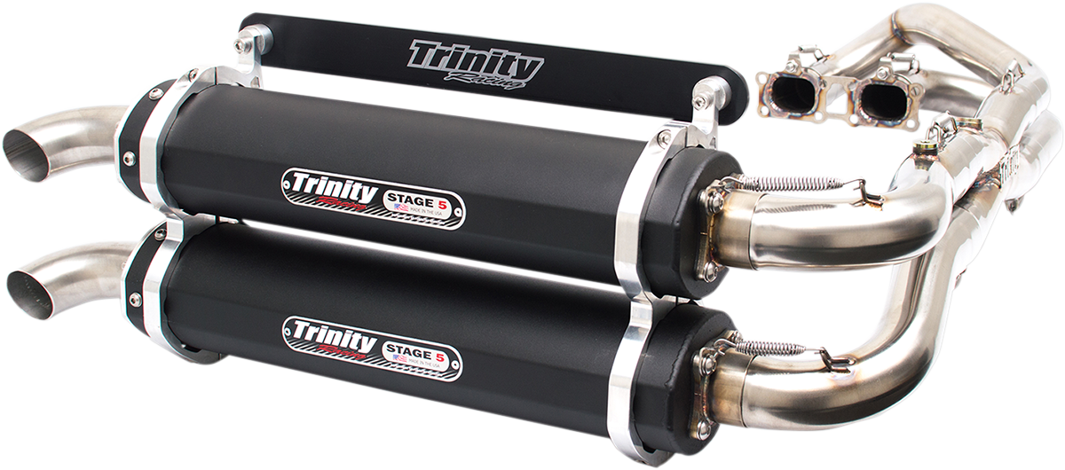 TRINITY RACING Stage 5 Dual Exhaust - Black RZR XP 1000 2014-2023 TR-4119D-BK