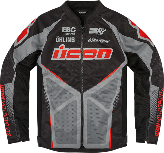 ICON Hooligan Ultrabolt Jacket - Black/Gray/Red - Medium 2820-5529