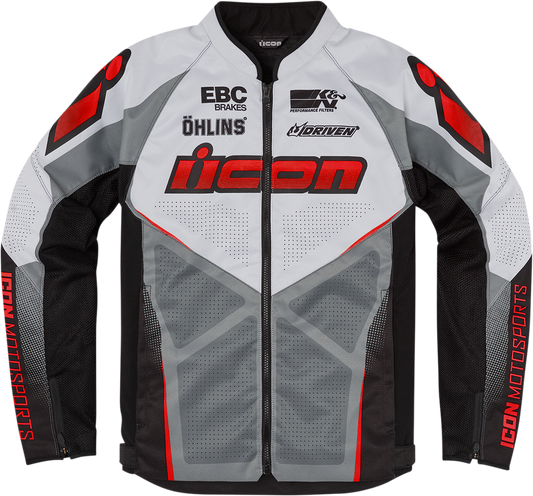 ICON Hooligan Ultrabolt Jacket - Gray/Red - Large 2820-5542
