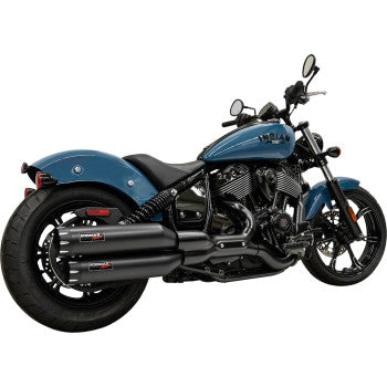 BASSANI XHAUST 4" Slip-On Muffler Black billet end caps for Indian Chief 2022-2023 8CH17B