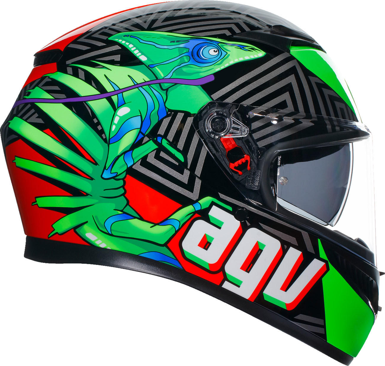 AGV K3 Helmet - Kamaleon - Black/Red/Green - Small 2118381004013S