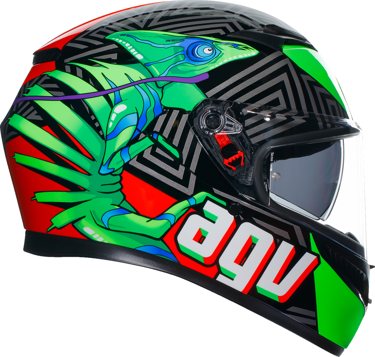 AGV K3 Helmet - Kamaleon - Black/Red/Green - Large 2118381004013L