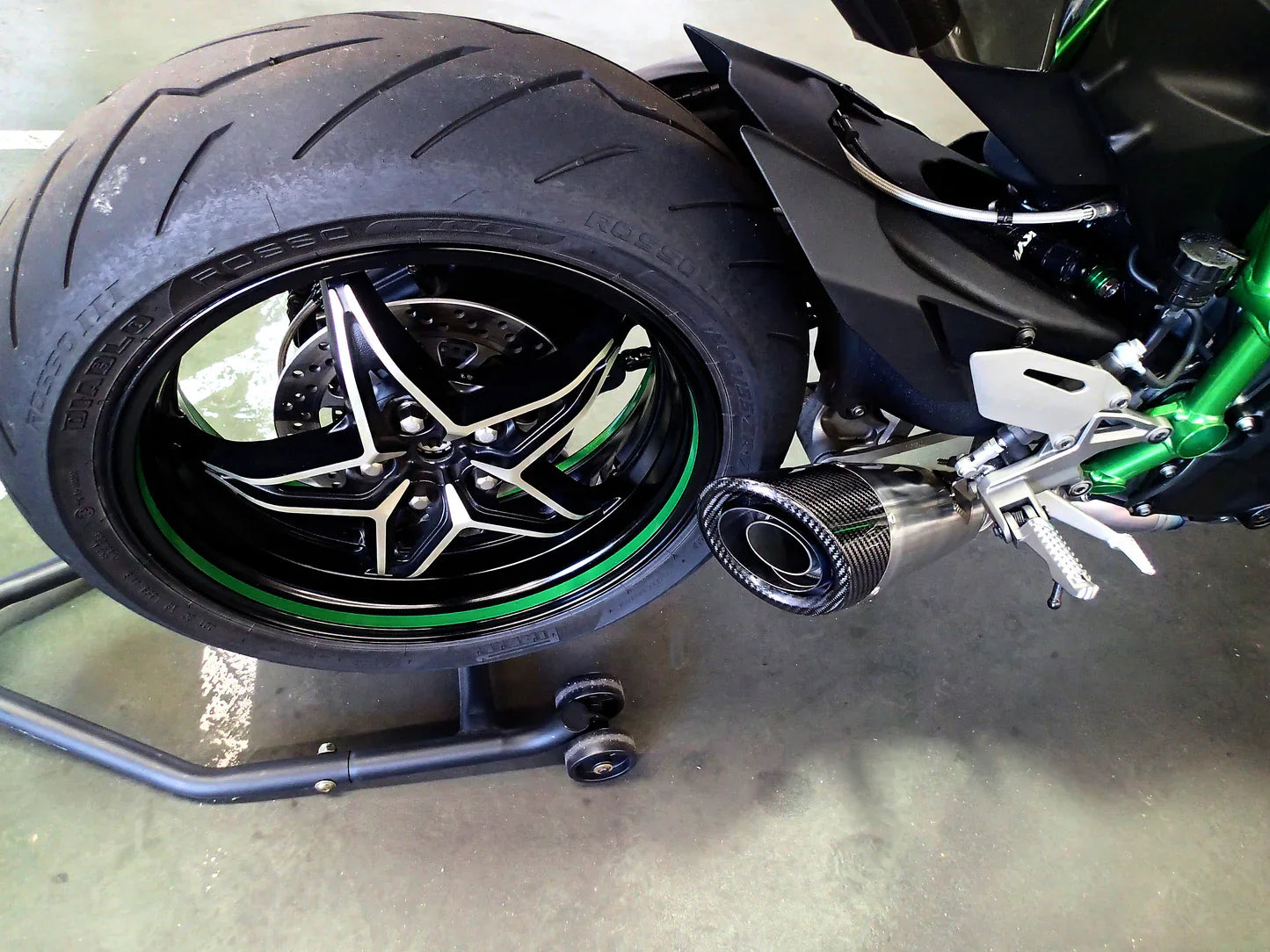 Vandemon Ninja H2 & H2R Brushed Titanium Exhaust & Carbon Tip Muffler KAWAH2TICSBREXHCF