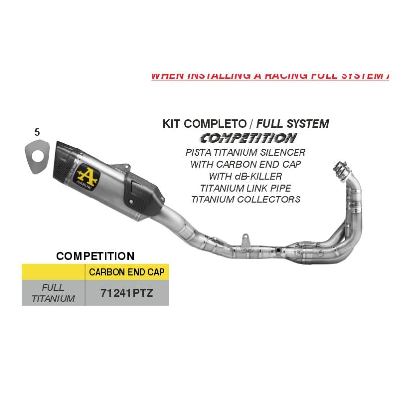 71241PTZ Arrow Yzf R9 2025 Competition Evo Titanium Full system exhaust WITH db killer