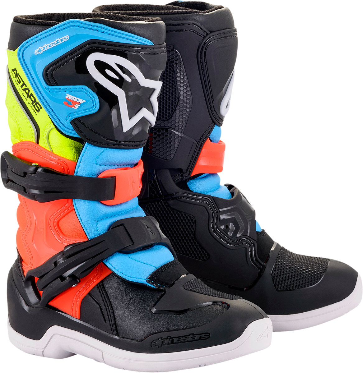 ALPINESTARS Tech 3s Kids Boots Blk/Ylw Fluo/Red Fluo Sz 10 2014518-1538-10