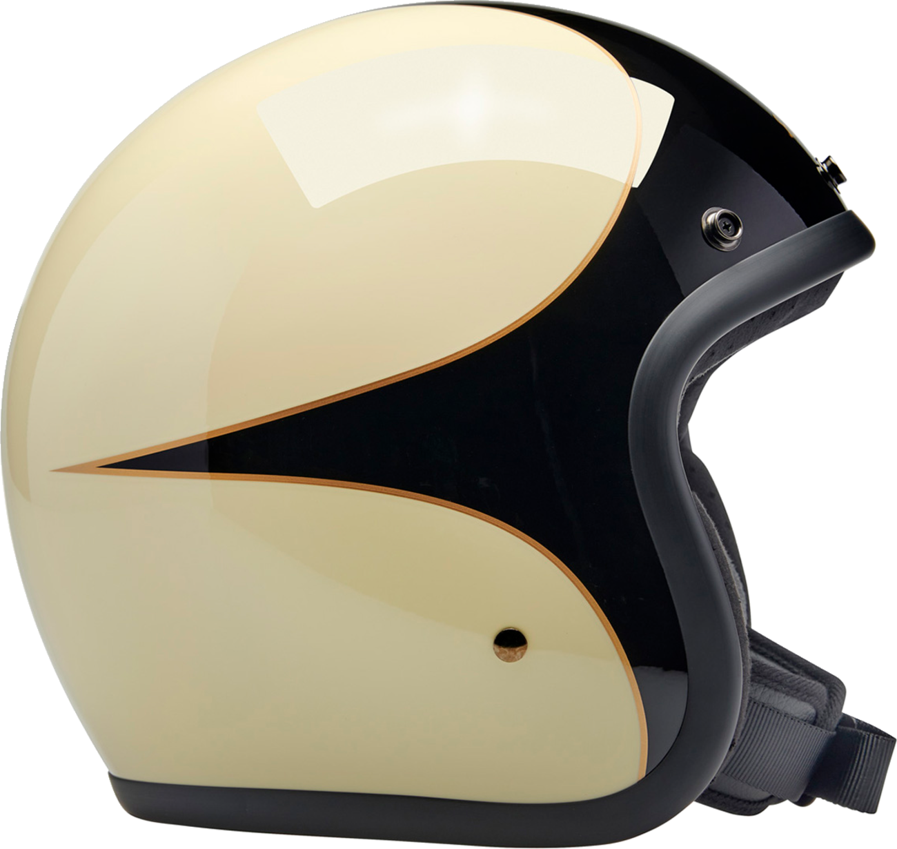 BILTWELL Bonanza Helmet - Gloss Vintage White/Black Scallop - Large 1001-559-204