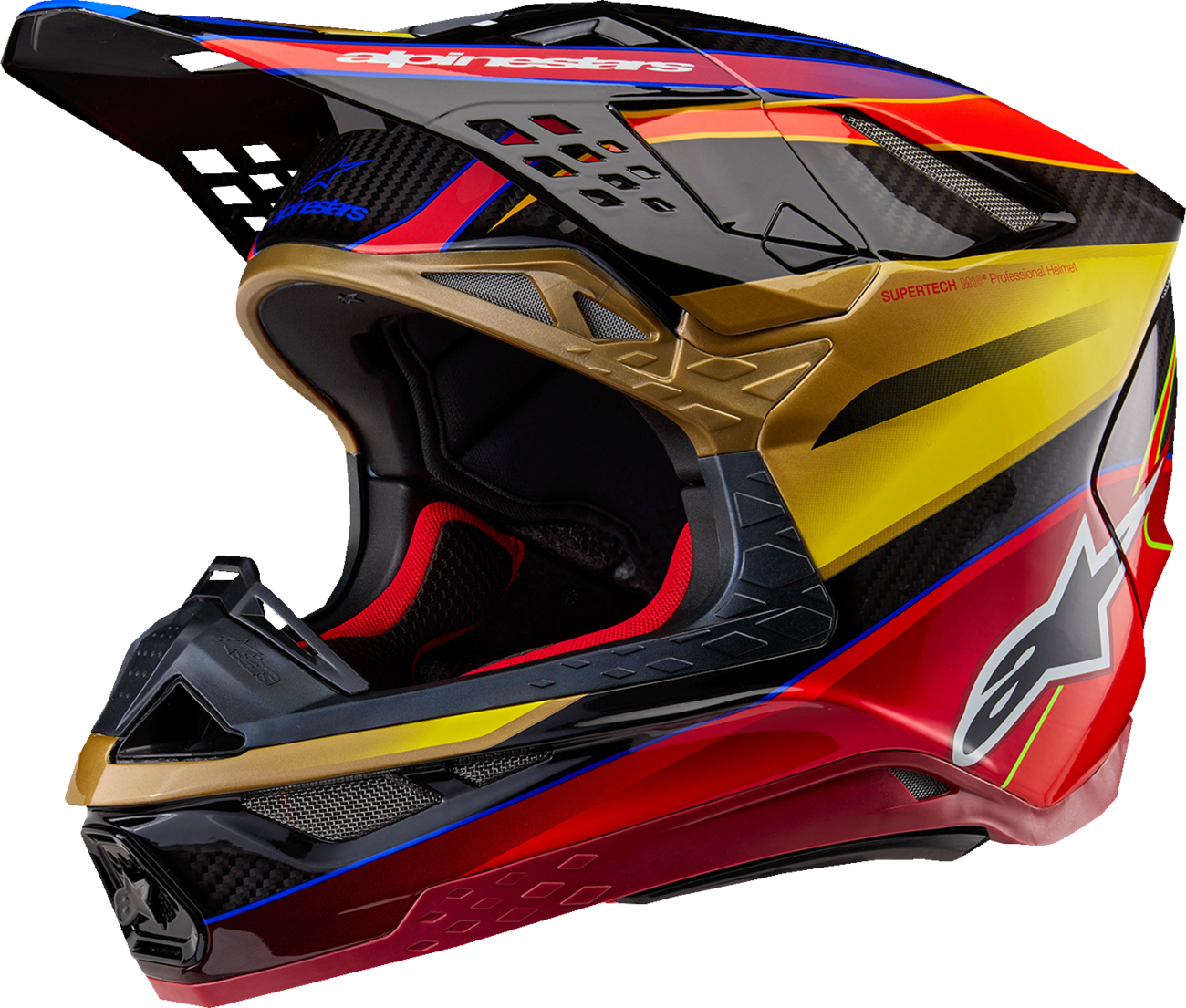ALPINESTARS Supertech M10 Helmet - Era - MIPS® - Gloss Gold/Yellow/Rio Red - Large 8301223-5938-L