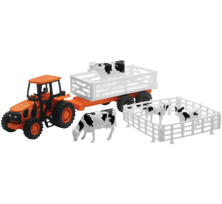 New Ray Toys Kubota Farm Trctr Ani Set 1:32