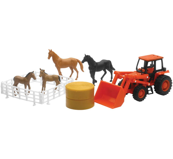 New Ray Toys Kubota Farm Trctr Hrs Set 1:32