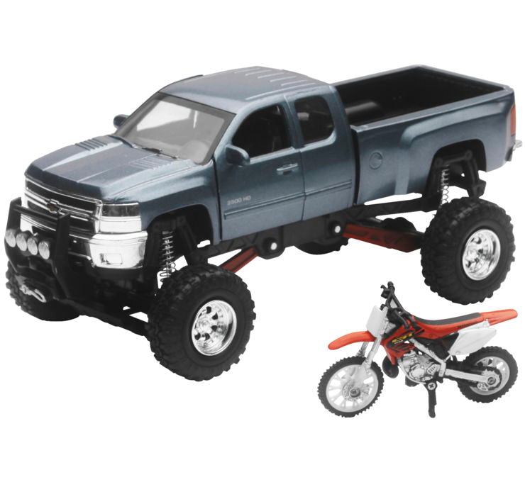 New Ray Toys Chvy 4x4 Gry Honda Cr250r 1:32