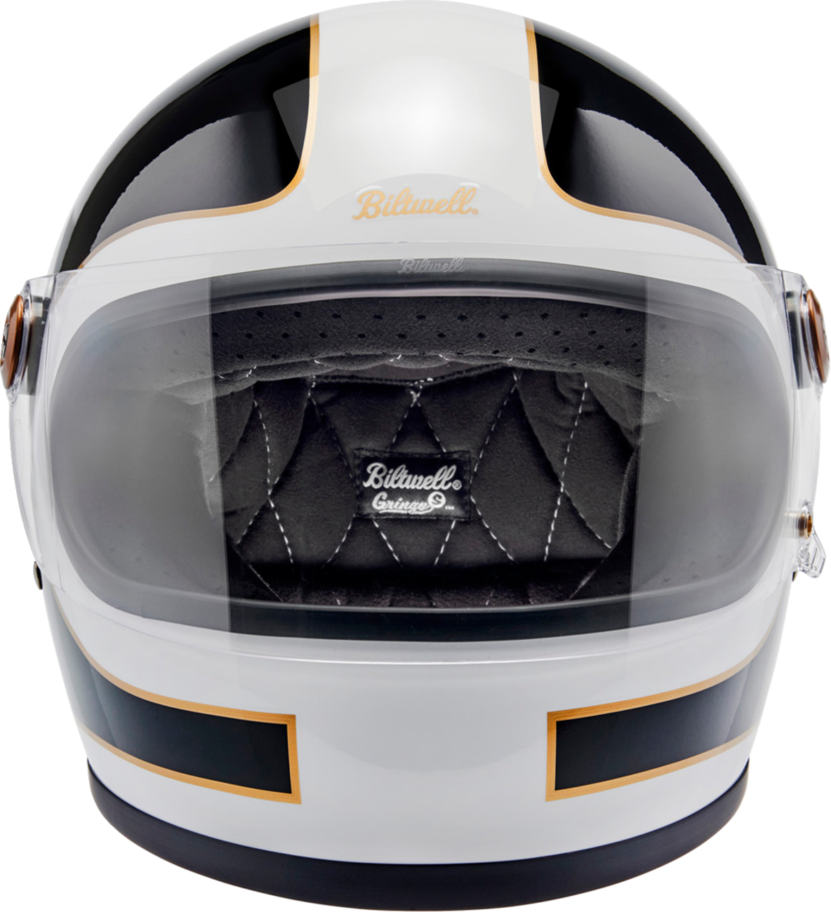 BILTWELL Gringo S Helmet - Gloss White/Black Tracker - Large 1003-566-504