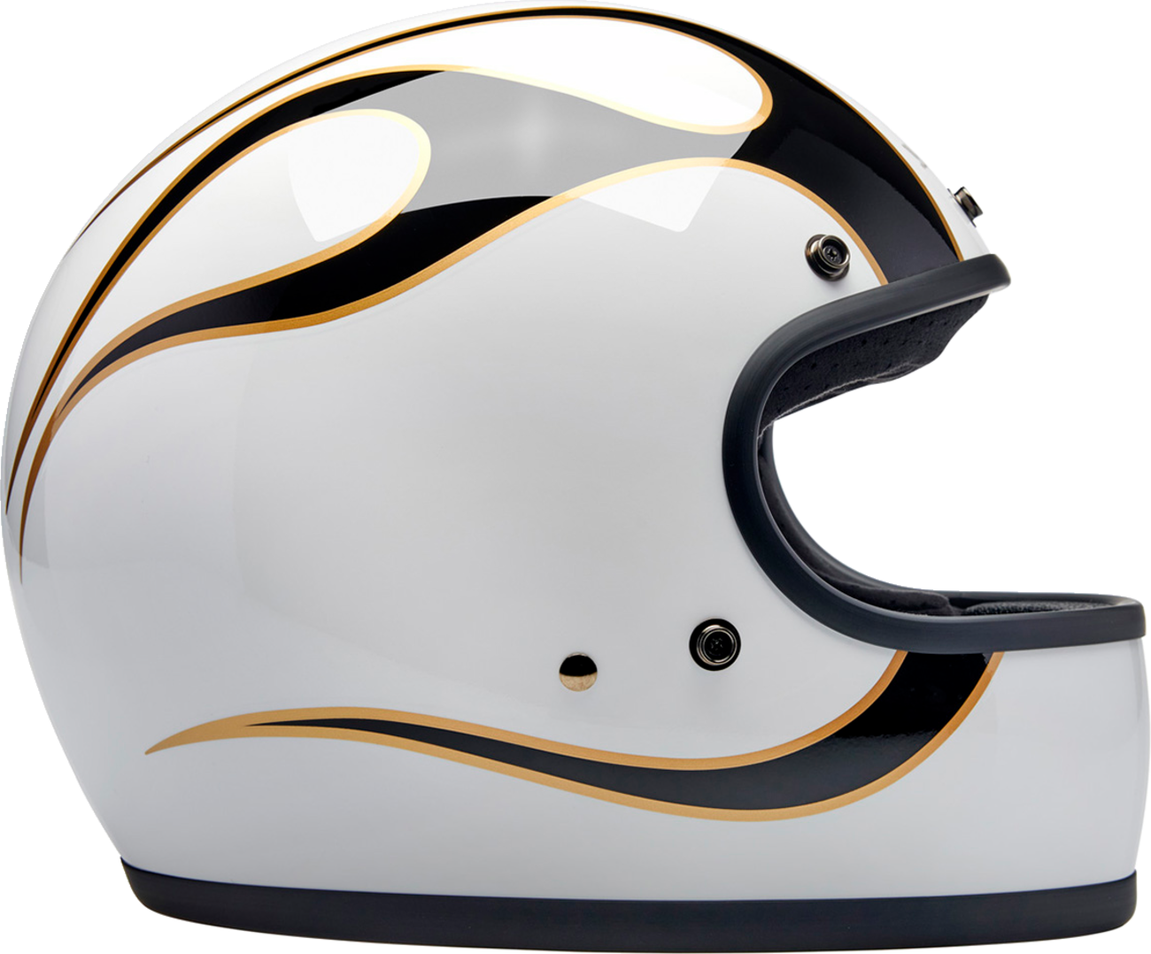 BILTWELL Gringo Helmet - Flames - White/Black - 2XL 1002-561-506