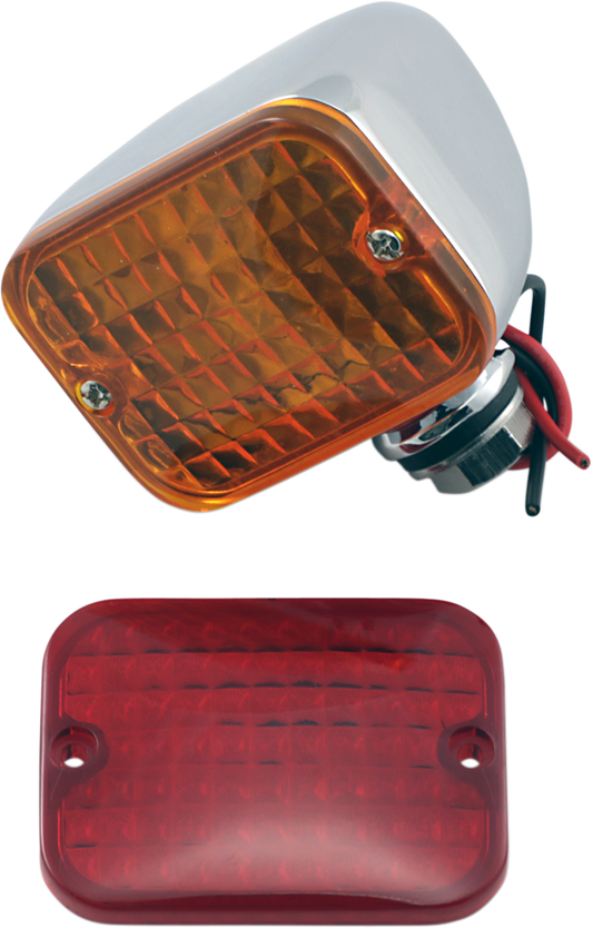 DRAG SPECIALTIES Rectangular Market Light - Dual Filament - Amber/Red 163075-BC216