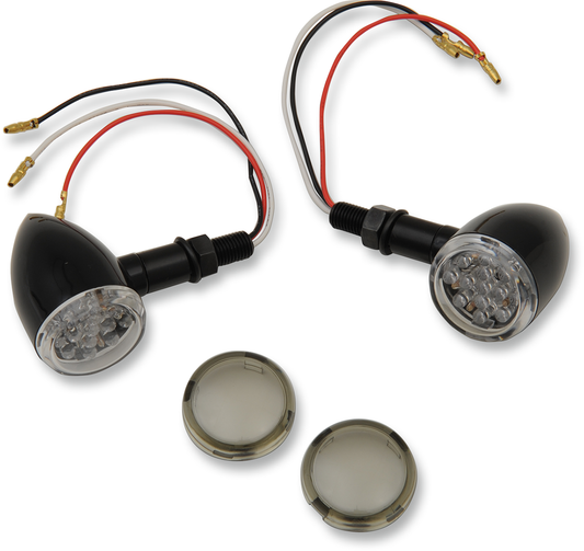 DRAG SPECIALTIES LED Marker Lights - Black/Red - Smoke Lens 20-6390BC/MIRQ