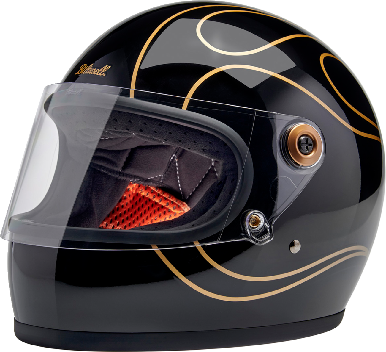 BILTWELL Gringo S Helmet - Gloss Black Flames - 2XL 1003-567-506