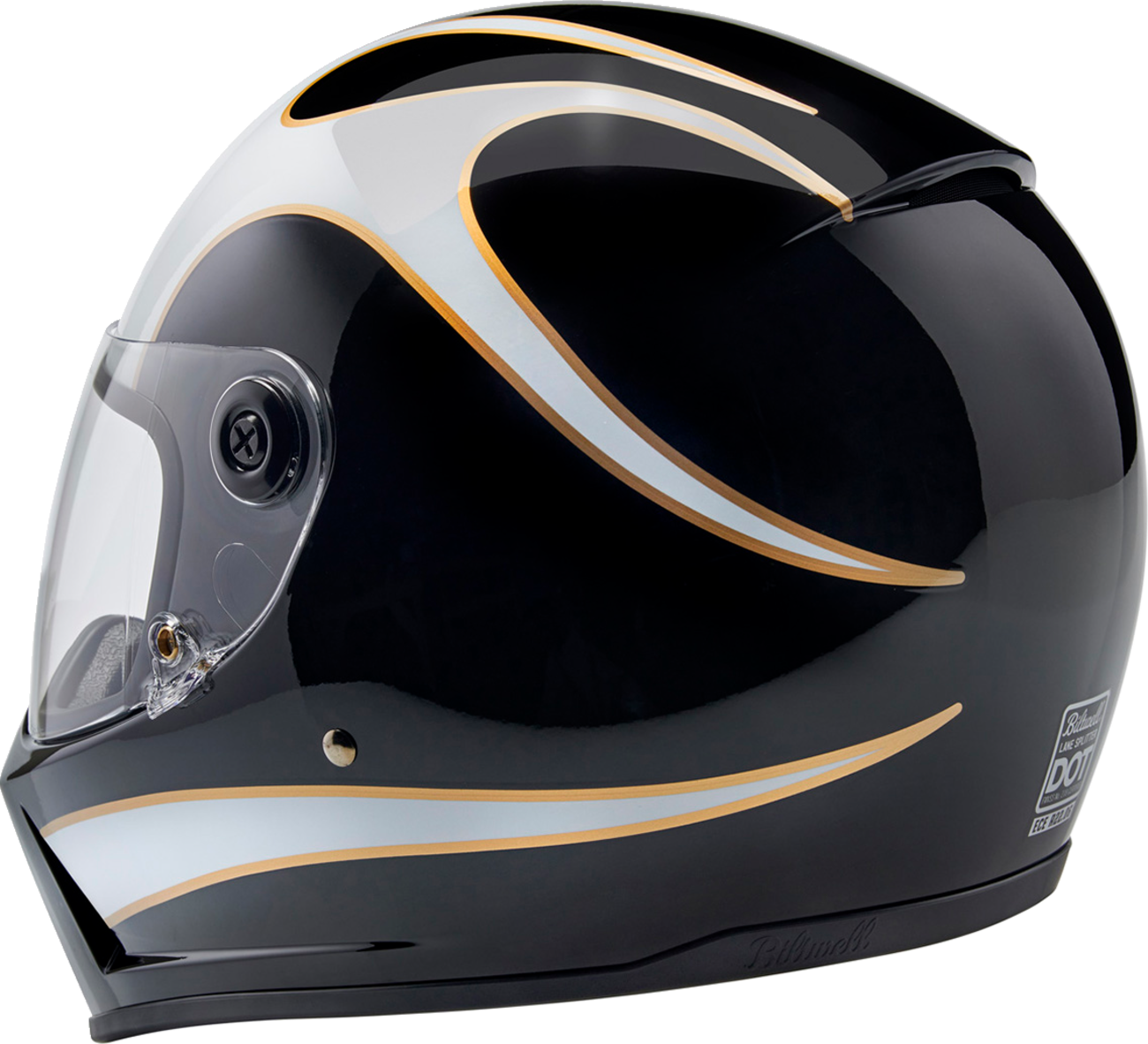 BILTWELL Lane Splitter Helmet - Gloss Black/White Flames - Small 1004-570-502