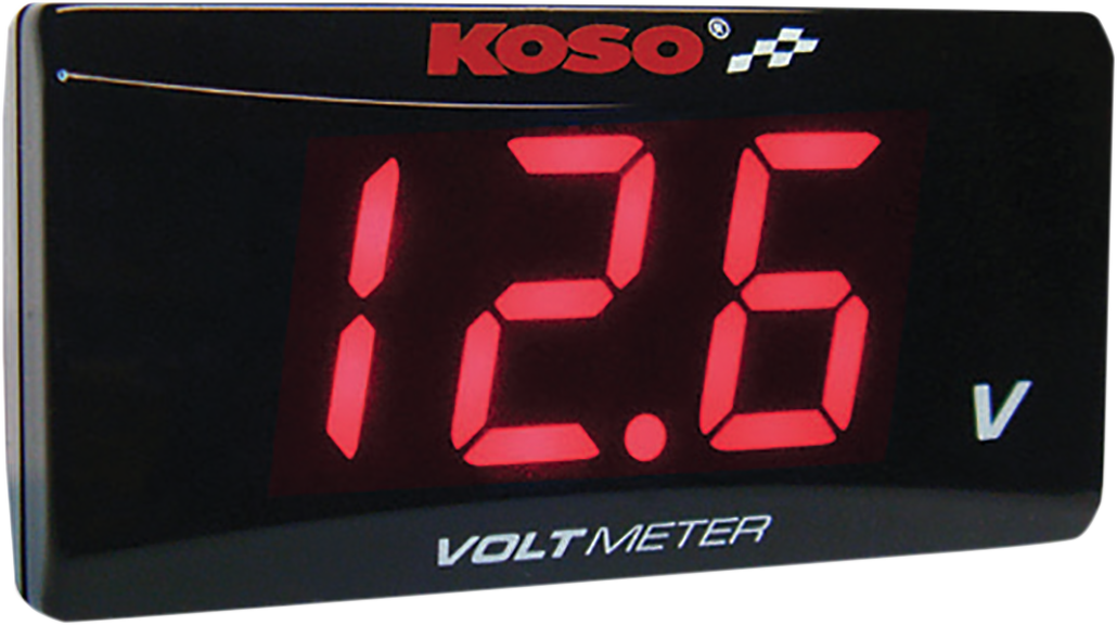 KOSO NORTH AMERICA Super Slim Volt Meter - Red Digits - 2.22" W x 1.06" H x 0.43" D BA024R00