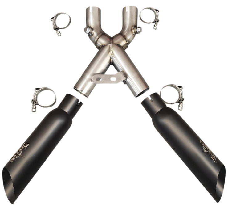 Voodoo Shorty Exhaust ,Black Exhaust dual slip on Hayabusa 22-23