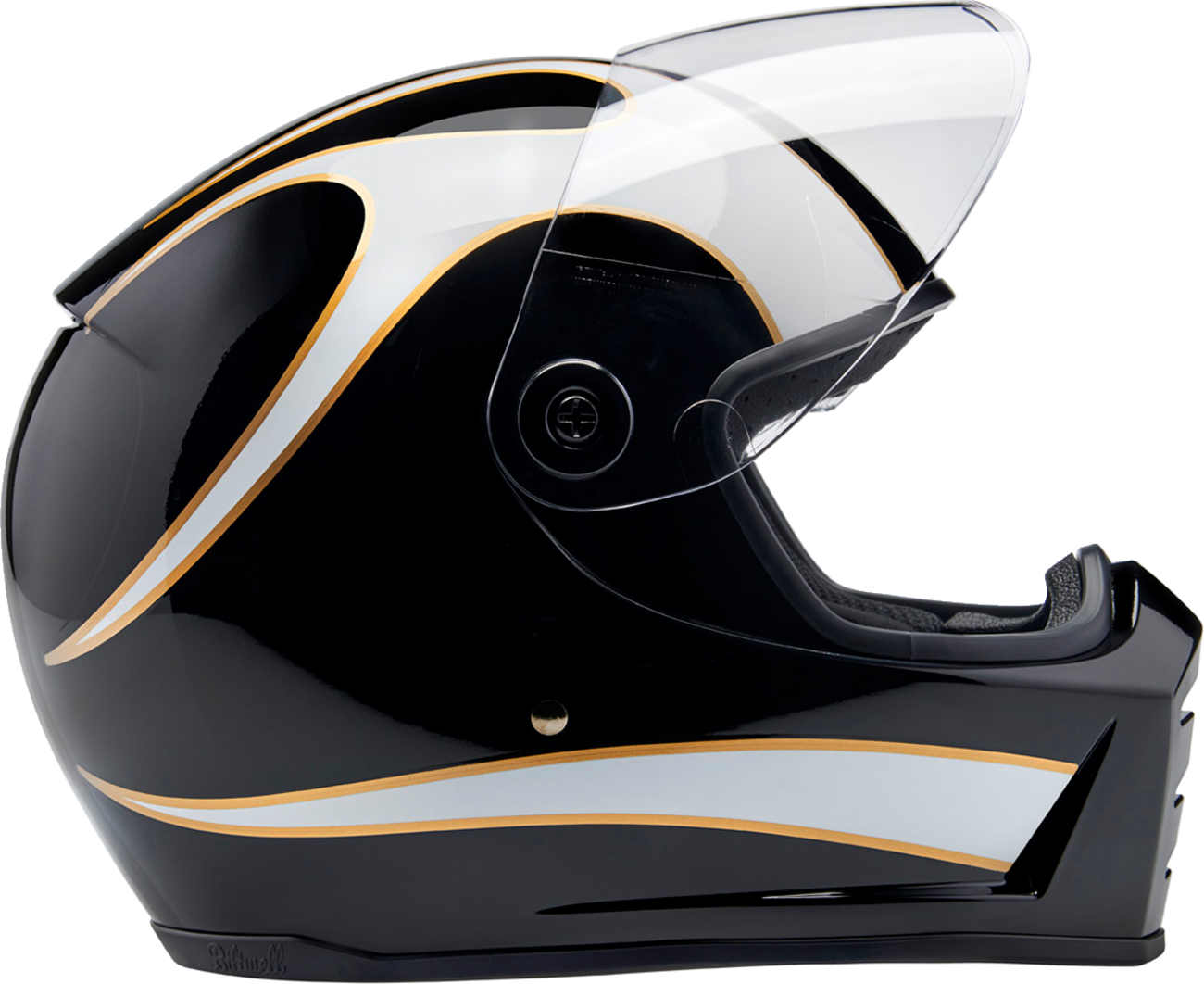 BILTWELL Lane Splitter Helmet - Gloss Black/White Flames - XL 1004-570-505