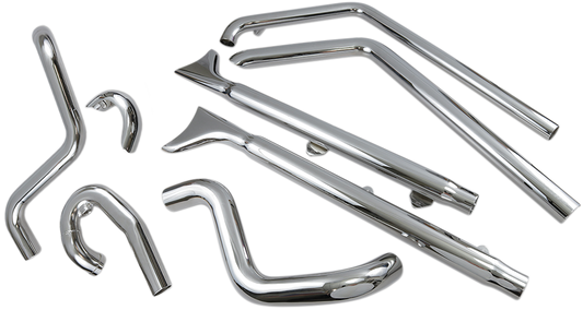 BASSANI XHAUST  Chrome True Duals w/3 in. 2.25" Fishtail Mufflers with Baffles for '07-'15 Softail   1S66E-33 1800-1743
