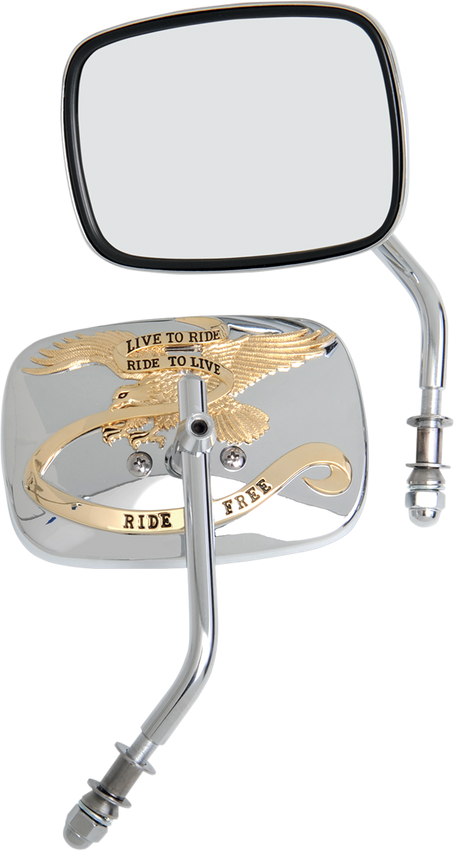 DRAG SPECIALTIES Live to Ride Mirrors - Gold - Pair M60-0007G