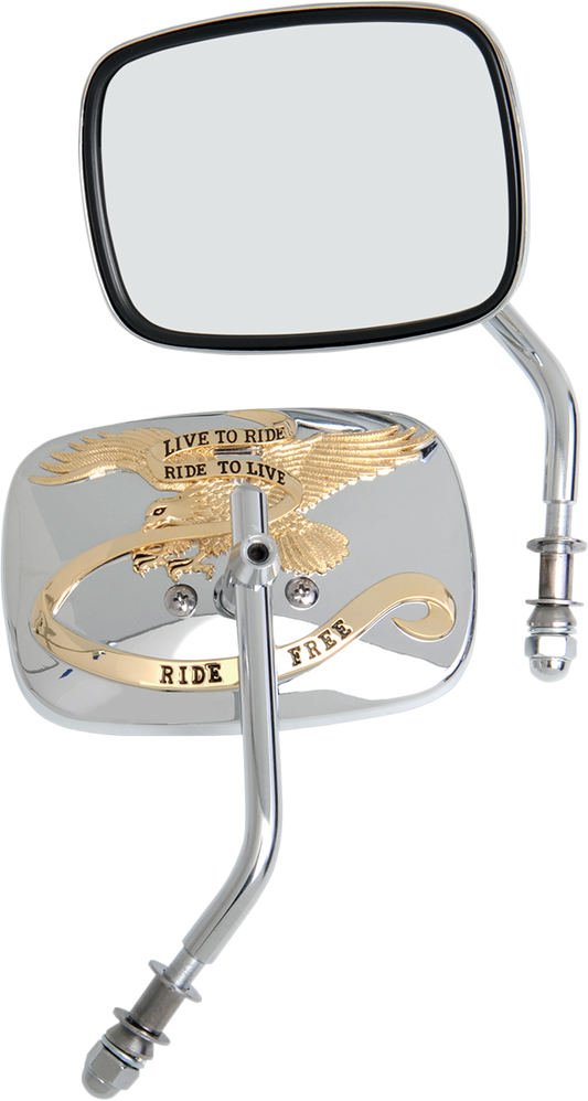 DRAG SPECIALTIES Live to Ride Mirrors - Gold - Pair M60-0007G