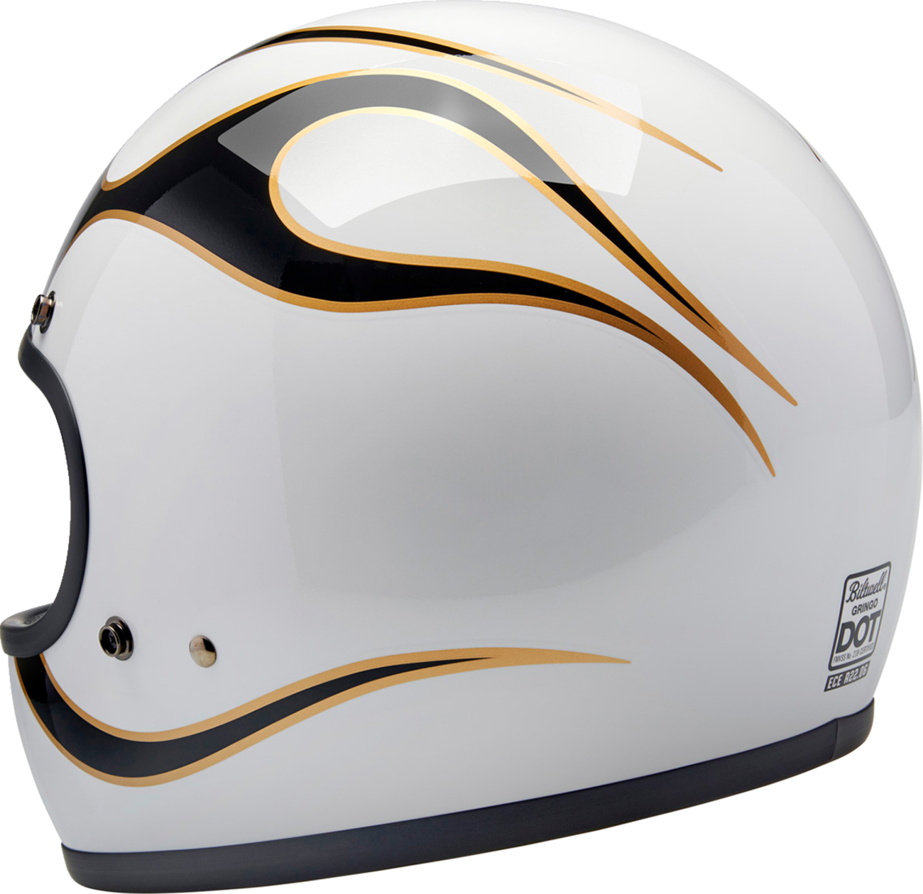 BILTWELL Gringo Helmet - Flames - White/Black - Medium 1002-561-503