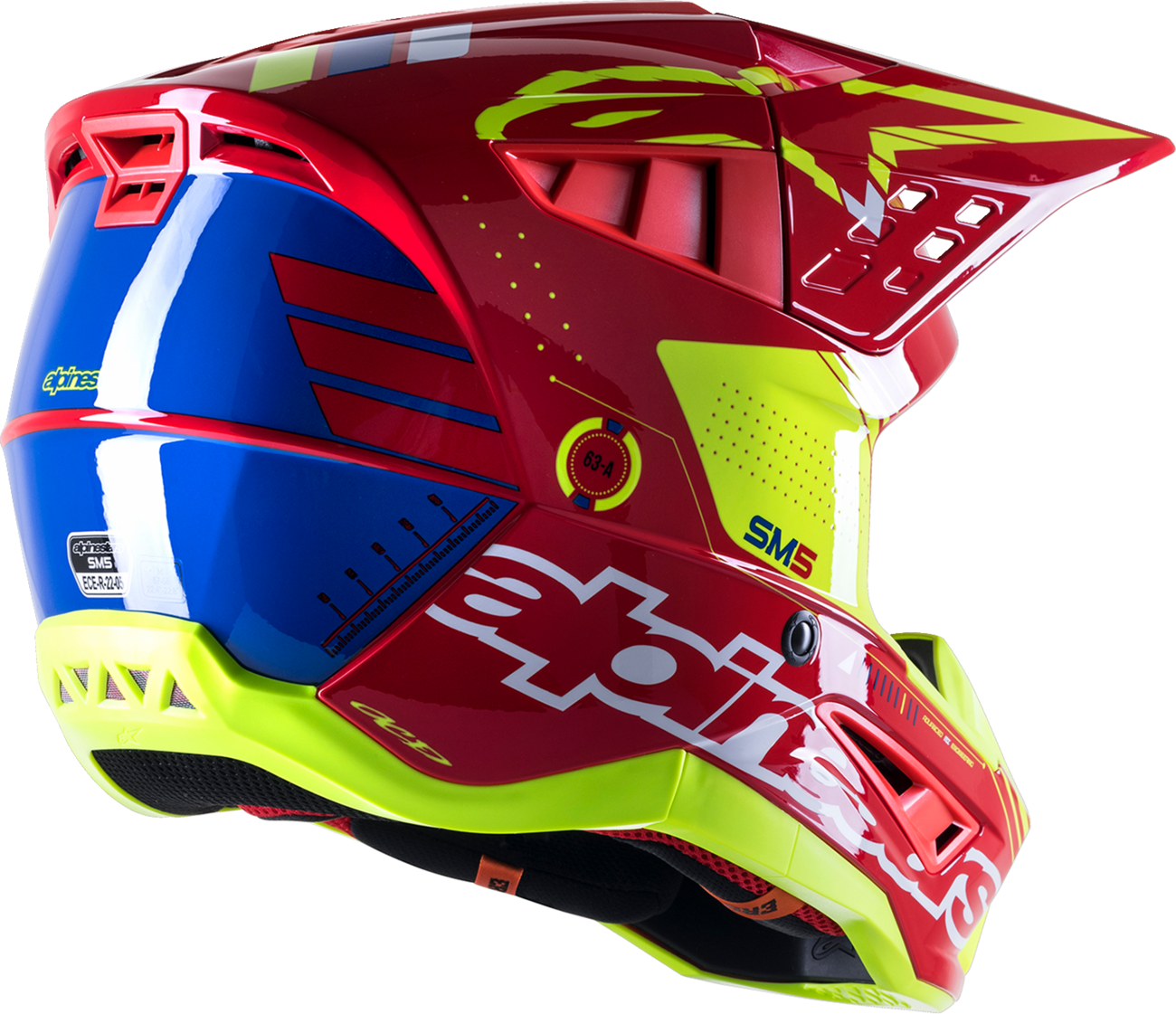 ALPINESTARS SM5 Helmet - Action - Red/White/Fluo Yellow - Medium 8306122-3325-MD