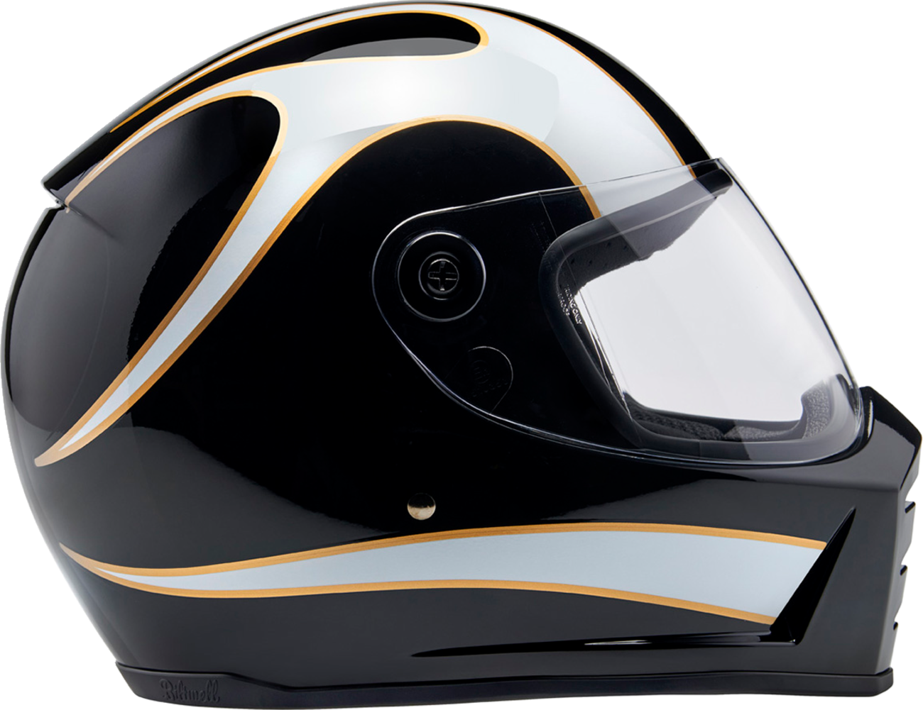 BILTWELL Lane Splitter Helmet - Gloss Black/White Flames - XL 1004-570-505