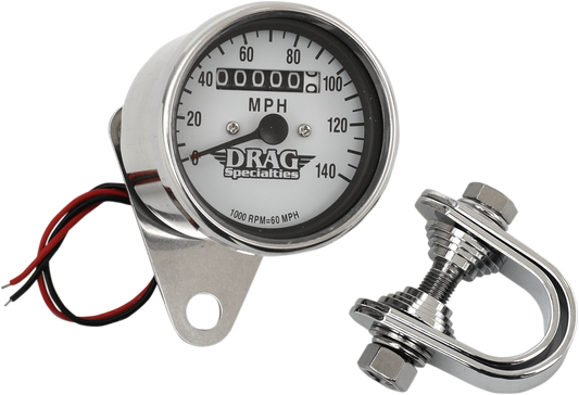 DRAG SPECIALTIES 2.4" MPH Mini LED Mechanical Speedometer/Indicators - Chrome Housing - White Face - 1:1 21-6824DS1-BX15