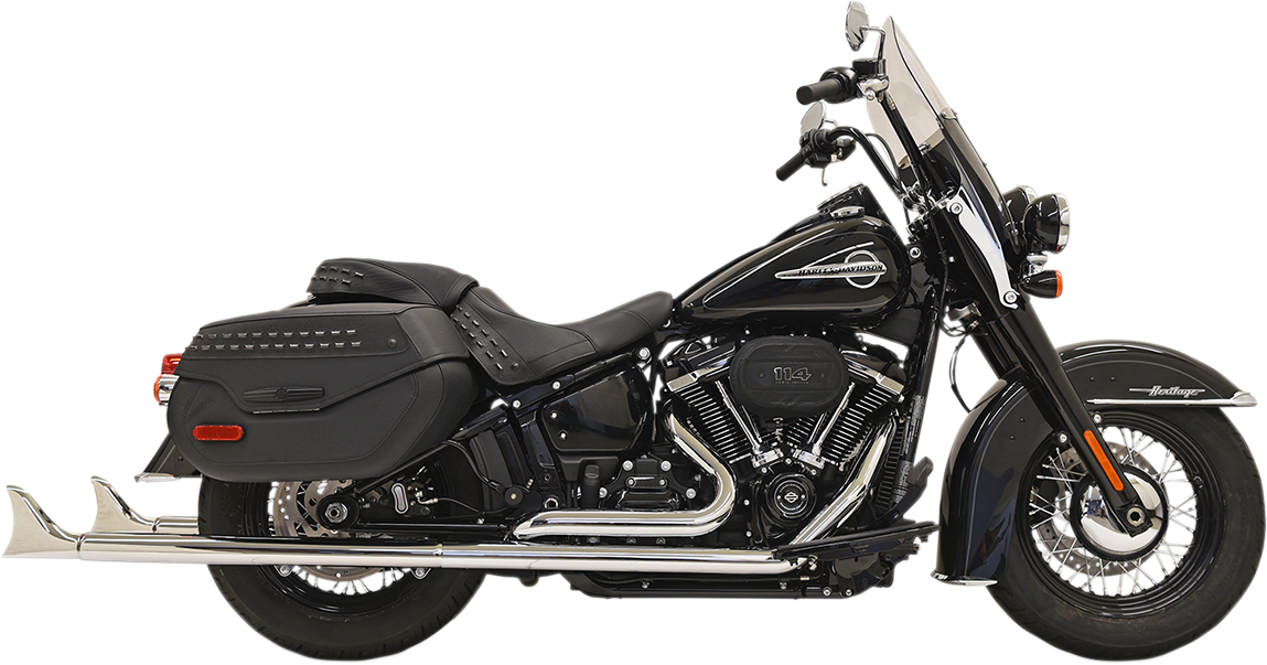 BASSANI XHAUST Chrome True Duals 36" in. 2-1/4" Fishtail Mufflers With Baffles for 2018-2020 Softail   1S96E-36 1800-2377