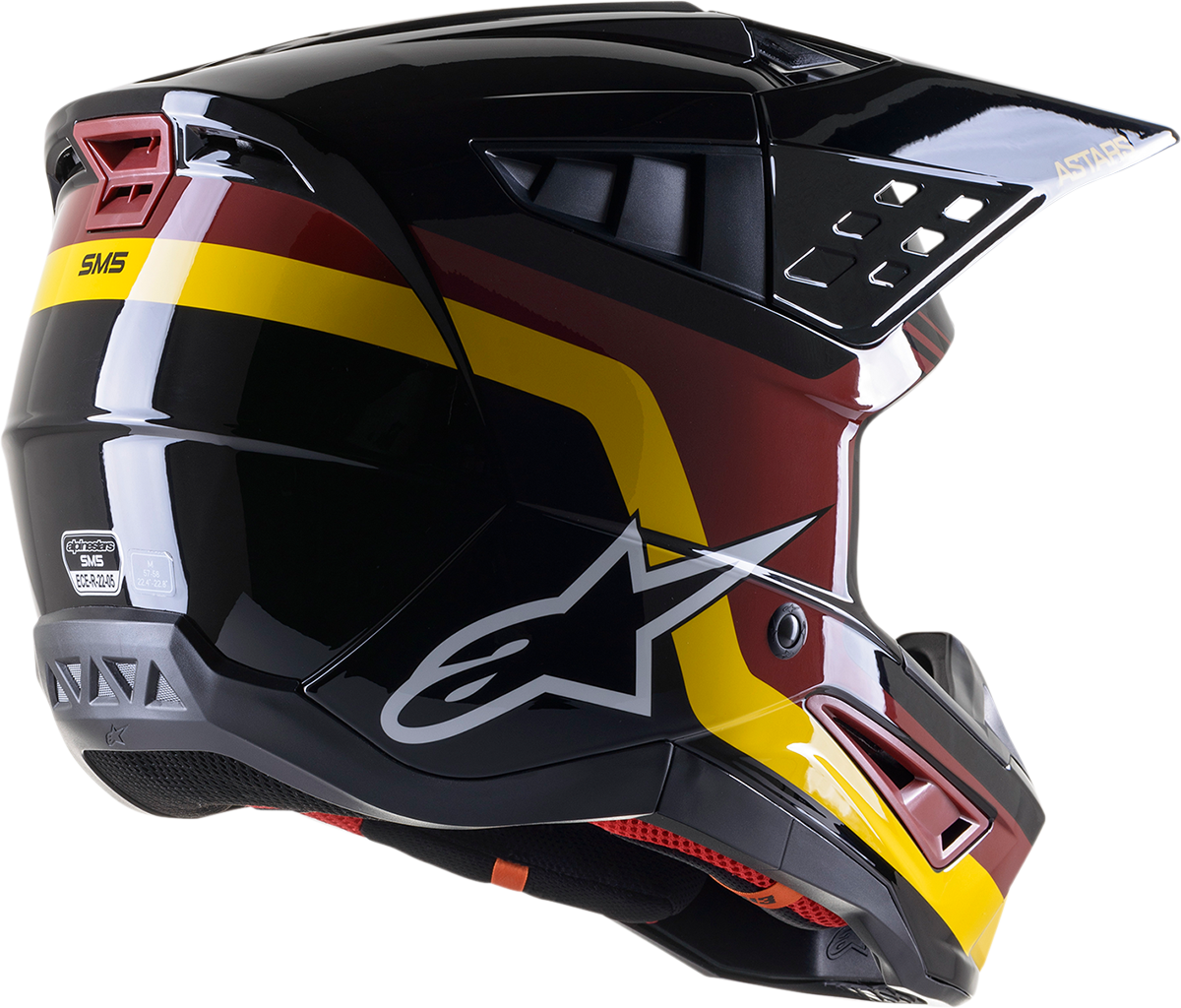 ALPINESTARS SM5 Helmet - Venture - Black/Bordeaux/Yellow/Glossy - Medium 8305122-1358-MD