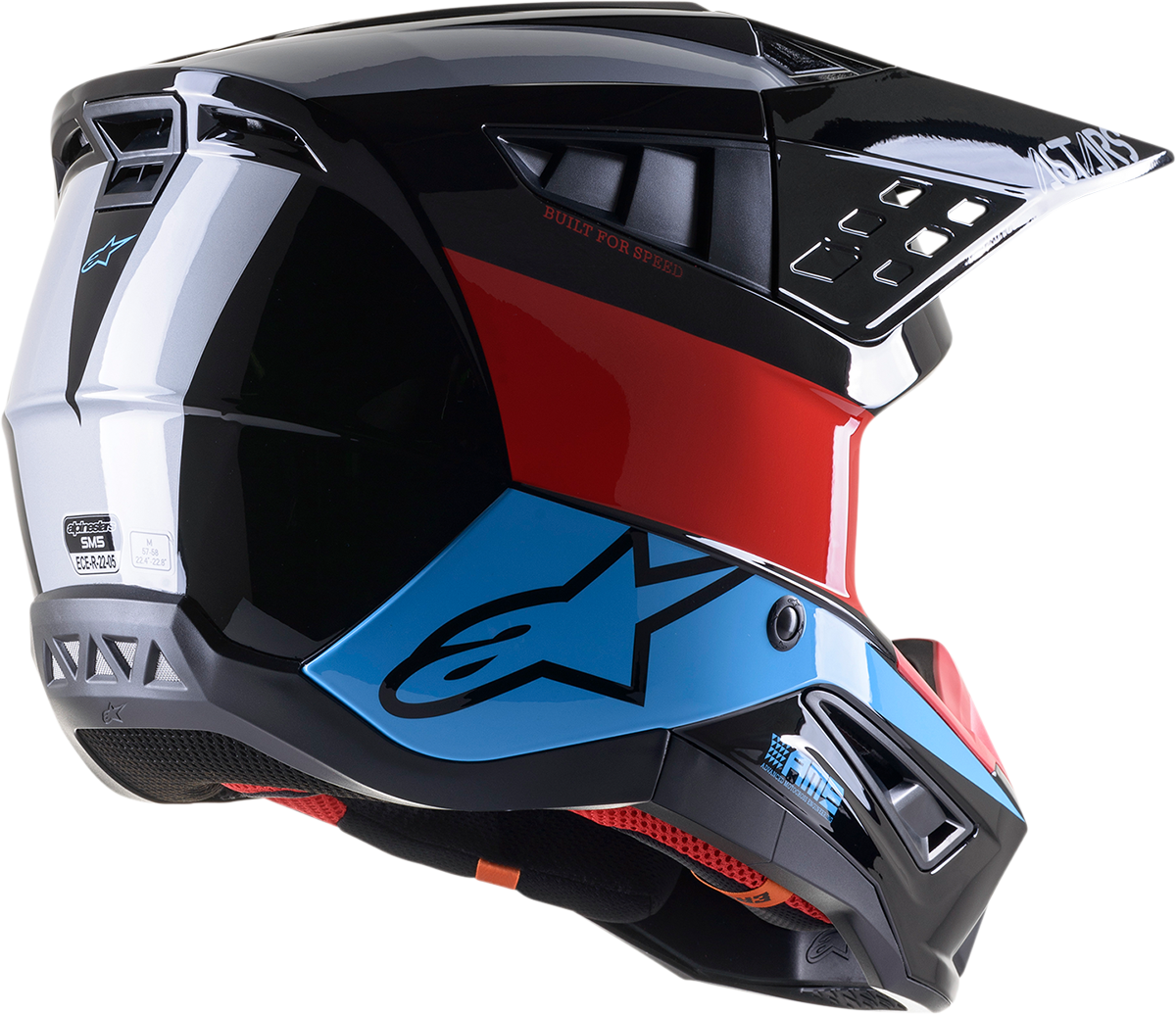 ALPINESTARS SM5 Helmet - Bond - Black/Red/Cyan - Small 8303522-1377-SM