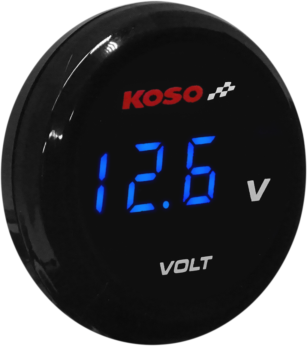 KOSO NORTH AMERICA I-Gear Volt Meter - Blue Digits - 1.57" Diameter x 0.43" D BA067B00