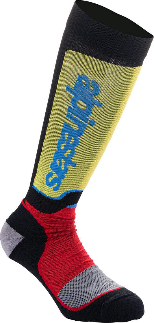 ALPINESTARS Youth MX Plus Socks - Black/White/Yellow/Blue - Medium/Large 4742324-1212-ML