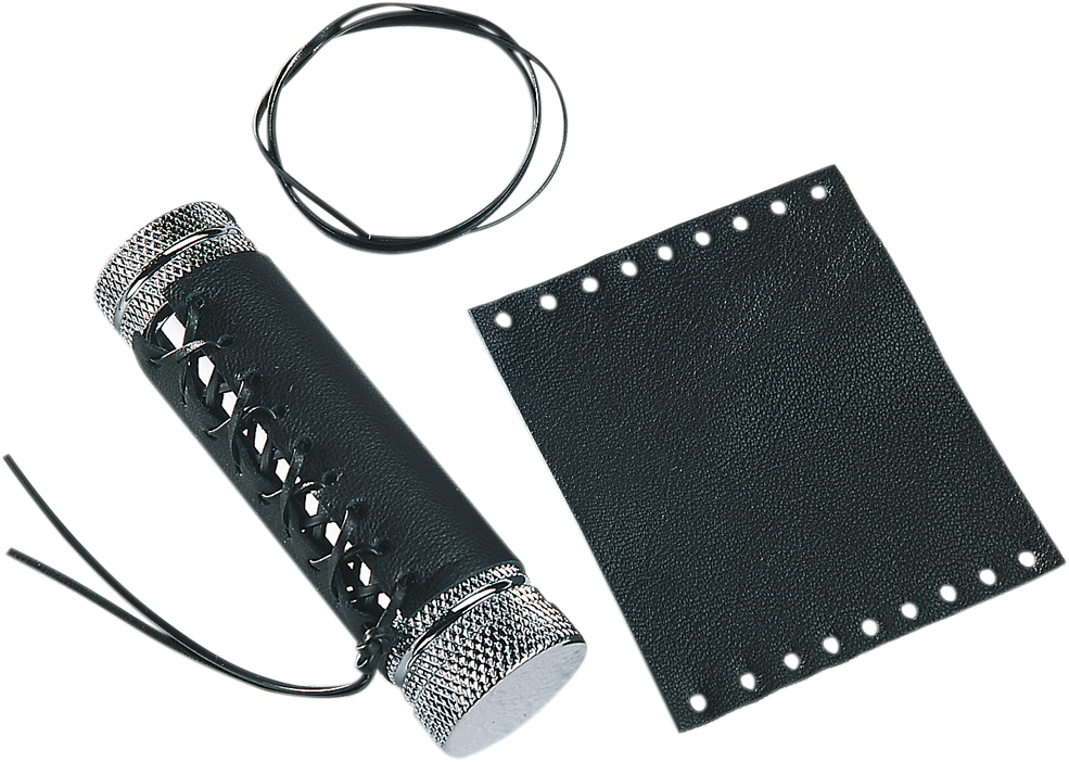 DRAG SPECIALTIES Grip Cover - Twist - Leather - Harley Davidson - Black DS243058