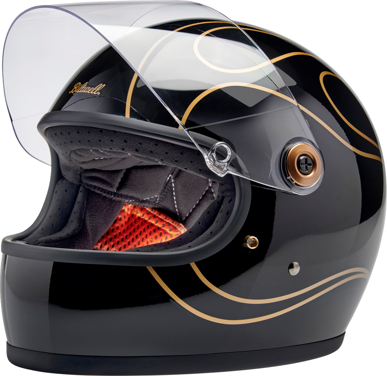 BILTWELL Gringo S Helmet - Gloss Black Flames - 2XL 1003-567-506