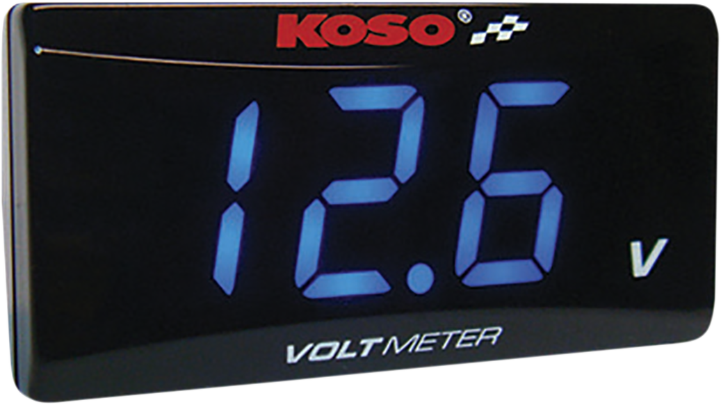 KOSO NORTH AMERICA Super Slim Volt Meter - Blue Digits - 2.22" W x 1.06" H x 0.43" D BA024B00