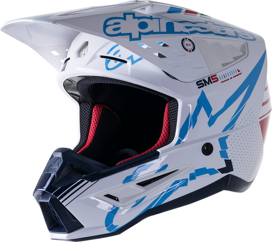 ALPINESTARS SM5 Helmet - Action - Gloss White/Cyan/Black - Large 8306122-2077-LG