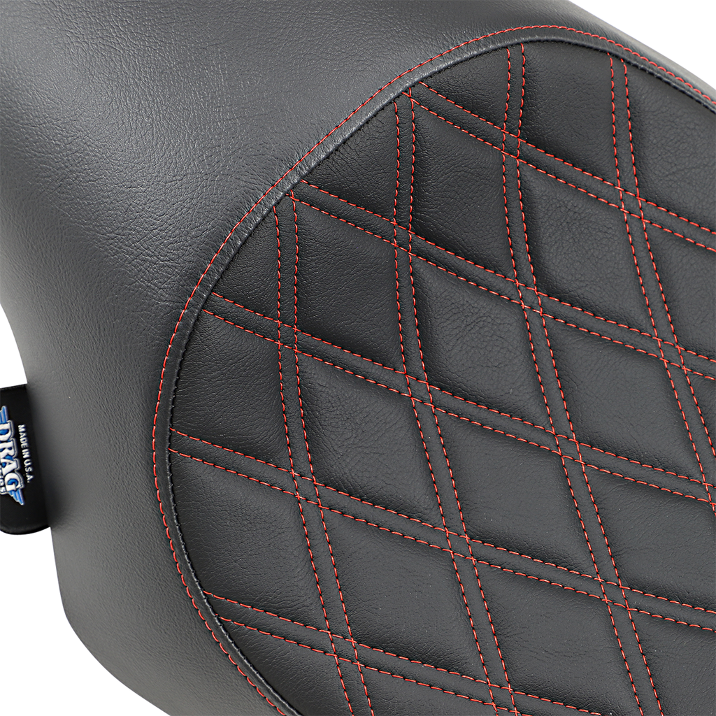 DRAG SPECIALTIES Seat - 3/4 Solo - Double Diamond - Black w/ Red Stitching - '04-'22 XL  0804-0746