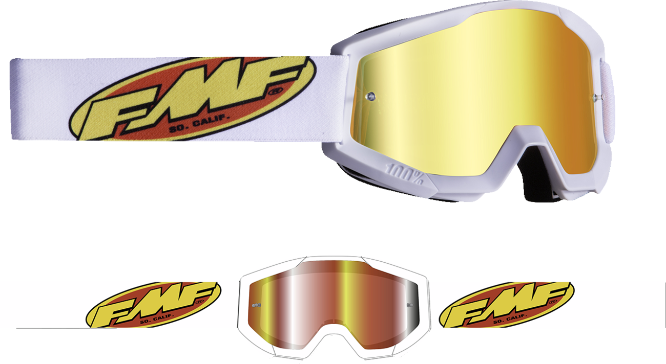 FMF Youth PowerCore Goggles - Core - White - Red Mirror F-50055-00006 2601-3188