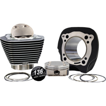 S&S CYCLE 132" High Compression | 136" Big Bore Kit - 4.320" Bore - Black Granite w/Highlighted Fins - M8 910-0911A