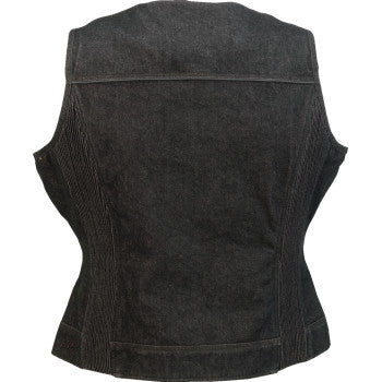 Z1R Women's Denim Vest - Black - 3W 2831-0113