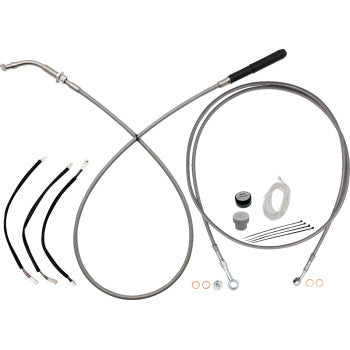 FAT BAGGERS INC. EZ Install Kit - 11" Handlebars - Upper Clutch - Full Length - Braided Stainless Steel 249011