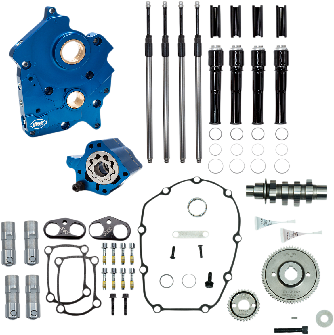 S&S CYCLE Cam Chest Kit with Plate M8 - Gear Drive - Water Cooled - 465 Cam - Black Pushrods 310-1009A