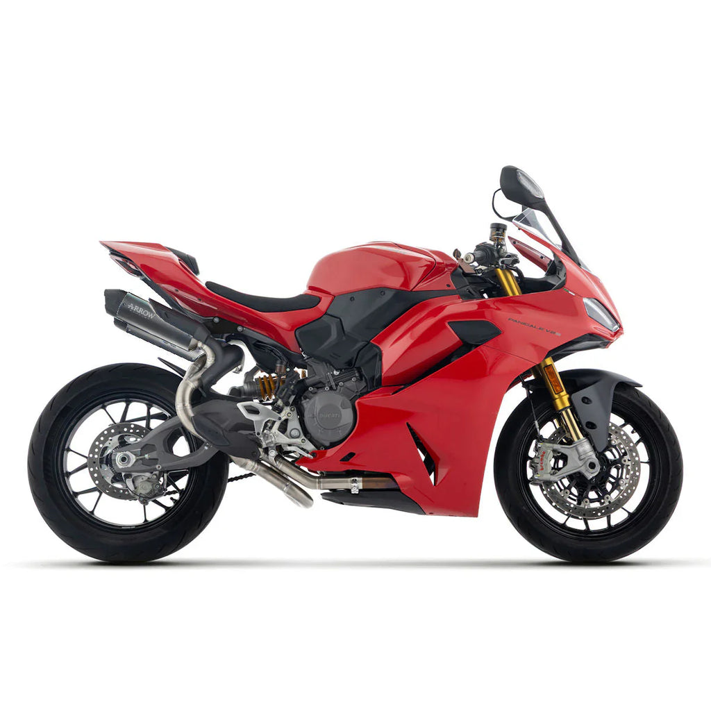 Arrow 77004PRN DUCATI PANIGALE V2/V2S E5+ 2025 2026 RH/LH ROUND SIL TITANIUM DARK SILENCERS + STAINLESS STEEL LINK PIPE