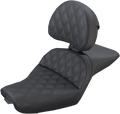 SADDLEMEN Explorer Seat - With Backrest - Lattice Stitched - Black - XL '04-'20 807-03-030LS