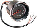 DRAG SPECIALTIES 8000 RPM Electronic Tachometer - Stainless Housing Ring - Black Face 74106